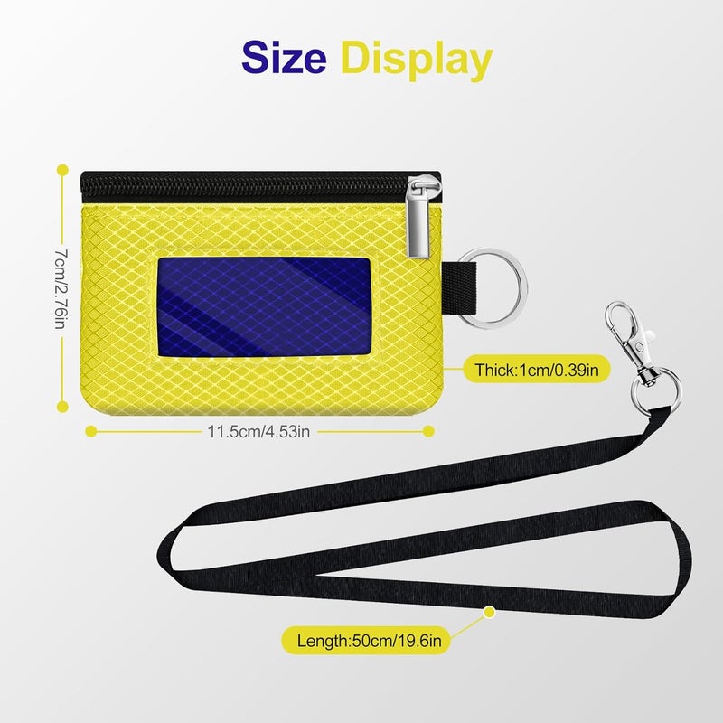 CCUMI Minimalist RFID Blocking Small Wallet with ID Window,WaterResistant Zip Id Case Wallet with Lanyard Keychain for Cards,Cash,Travel,Women,Men (Lemon Yellow/Sapphire Blue) - Image 5